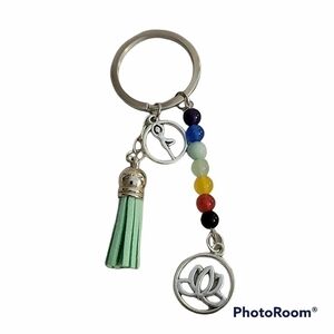 3/$20 Beaded Chakra Yoga Tassel & Lotus Charm Purse Key Chain